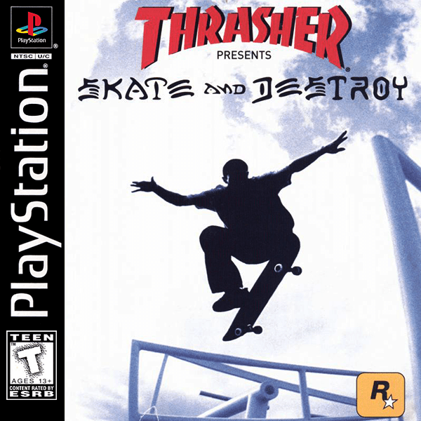 Thrasher Skate and Destroy box art for Playstation